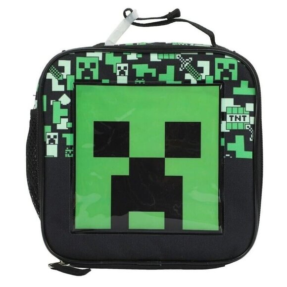 Minecraft Lunch Bag Peeking In Lunch Box with Side Pocket NWT Gift Present Schoo - Picture 3 of 8
